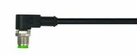 Cordset: M12 Male Right Angle X Bare Wire, 4 Pins, Black, PVC, 5 m Cable Lg, 4 A Max Current (A) (MPN 7000-12101-6140500). Key specifications — Cable Jacket Color: Black; End 1 Gender: Male; End 1 Mounting Orientation: Right Angle; End 2 Connection Type: Bare Wire; IP Rating: IP65; Brand: MURRELEKTRONIK; Wire Size: 22 AWG; Cable Jacket Material: PVC.