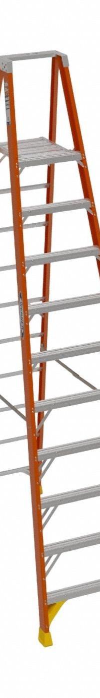WERNER Platform Stepladder: 10 ft Ladder Size, Fiberglass, 300 lb Load Capacity, 55 lb Wt (MPN P6210). Key specifications — Brand: WERNER; Included Features: Guard Rail.
