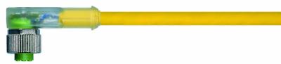 MURRELEKTRONIK Cordset: M12 Female Right Angle X Bare Wire, 3 Pins, Yellow, PUR, 10 m Cable Lg - Single-Ended Cordsets with Status LED & PUR Jacket for Twisting Applications