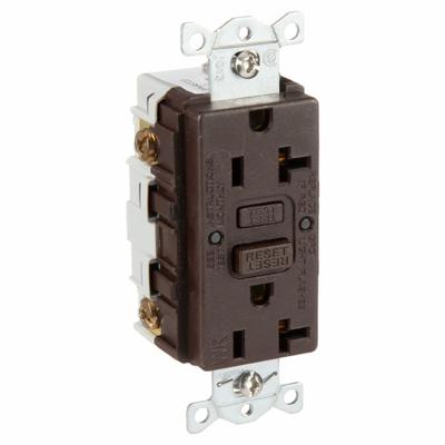 HUBBELL GFCI Receptacle: Duplex, 5-20, Brown, GFCI, 125V AC, 20 A, 2 Pole / 3 Wire (MPN GFRWR20) - General Purpose Receptacles