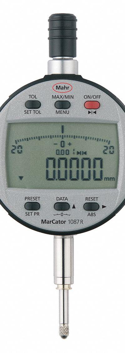 MAHR Digital Indicator: 0.00002 in to 0.5 in /0.001 mm to 12.5 mm - Digital Indicators with Removable Flat Back