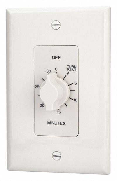 TORK Spring-Wound Timer: 30 min Max, SPDT, 125V AC, No Wall Plate Included - Spring-Wound Mechanical Timers without Wall Plates