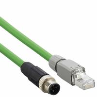 IFM Ethernet Cable: Cat5e, M12 Male Straight x RJ45 Male Straight, 5 m Lg, PVC, Green, D Coding (MPN E12283). Key specifications — Brand: IFM; Cable Jacket Color: Green; End 1 Coding: D; IP Rating: IP67; Performance Category: Cat5e.