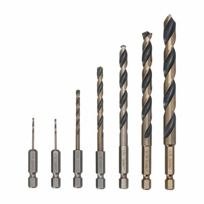 DEWALT Hex Shank Drill Set: 7 Pc, 1/16" to 3/8", 135° Split Point - Dewalt Impact Ready Drill Bit Sets