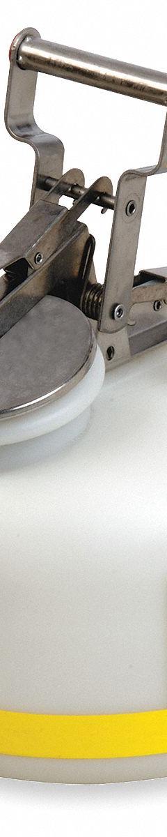 JUSTRITE HPLC Waste Can: 2 gal Can Capacity, Polypropylene/Stainless Steel Fitting Material (MPN BY12752). Key specifications — Seal Material: EDPM; Brand: JUSTRITE; Can Material: Polyethylene; Fitting Material: Polypropylene.