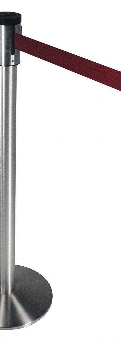 VISIONTRON Barrier Post with Belt: Maroon - Solid-Color Retractable Belt Post Barriers