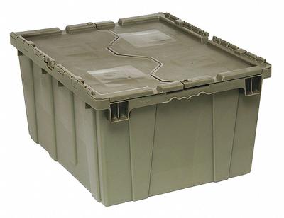 QUANTUM STORAGE SYSTEMS Attached Lid Tote: 29.9 gal, 28 1/8 in x 20 5/8 in x 15 5/8 in - Colored Attached-Lid Totes with Two-Piece Lids