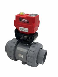ASAHI Electrically Actuated Two-Way Ball Valve: 3/4 in, PVC, 95 to 265V AC, MNPT, Straight (MPN 16107130007). Key specifications — Actuator Features: Position Indicator; Brand: ASAHI.