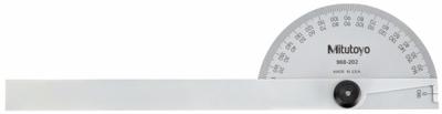 MITUTOYO Manual-Reading Protractor: 6 in Blade Lg, 0°to 180°, 1° Graduations, Steel - Manual-Reading Protractors