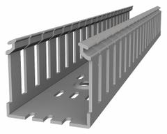 Wiring Duct: 2 in Nom Wd, 1.3 in Slot Ht, 2 in Nom Ht, 0.3 in Slot Wd, PVC, 72 in Lg, Gray (MPN TYD2X2WPG6). Key specifications — Material (Duct, Divider, Covers): PVC; Item [MERCH]: Flush Cover Wiring Duct; Brand: THOMAS & BETTS; Wall Type: Wide Slot; Mounting Style (Ducts): Screw Mount; Color (Duct, Cover): Gray; Compatable Cover Style: Snap-On; Type: Wiring Duct Base.