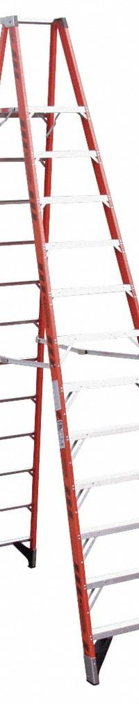 WERNER Platform Stepladder: 12 ft Ladder Size, Fiberglass, 300 lb Load Capacity, 69 lb Wt (MPN P7412). Key specifications — Brand: WERNER; Included Features: Guard Rail.