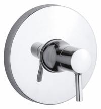 KOHLER Valve Trim: Circle Trim Plate, Metal, Polished Chrome Finish, Lever Faucet Handle (MPN K-TS8981-4-CP). Key specifications — Compatible Product Type: Toobi Rite-Temp K-8304 or K-2971 Pressure-Balancing Valves With Diverters; Brand: KOHLER; Trim Plate Material: Metal; Product Type: Valve Trim; Trim Plate Shape: Circle; Handle Material: Metal; Trim Finish/Color: Chrome.