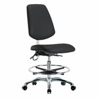 ESD Task Chair: Vinyl, Armless, Ht Range 21 1/2 in to 29 in, 18 1/2 in Seat Wd, 17 in Seat Dp, Black (MPN BR-ESD-VMBCH-MB-CR-T0-A0-CF-EC-ESDBLK). Key specifications — Foot Support: Yes; Back Tilt Backward: 13.5°; Back Tilt Forward: 10.5°; Base Material: Aluminum; Brand: APPROVED VENDOR; Product Type: ESD Task Chair; ESD-Safe: ESD-Safe.