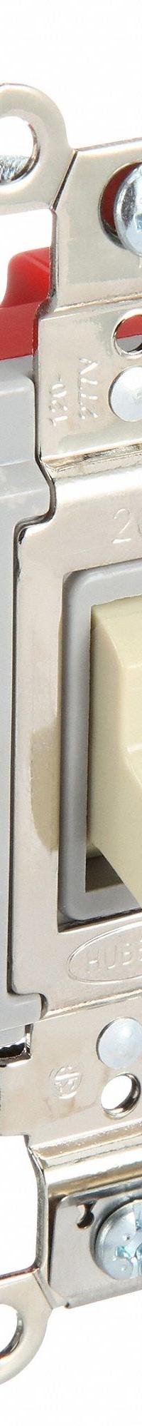 HUBBELL Wall Switch: Toggle Switch, Single Pole, Maintained, Ivory, 120/277V AC, 20 A (MPN HBL1221IL). Key specifications — Illuminated: Yes; Voltage Rating: 120/277V AC.