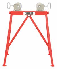 RIDGID Roller Head Pipe Stand: Straight Roller Head, 2,500 lb Max Load Capacity, Adj Leg, Metal (MPN 64642). Key specifications — attr511105: Rollers Can be Locked to Prohibit Rotation; attr511119: Adjustable; attr511107: Metal; attr473852: RIDGID.