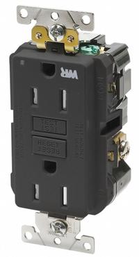LEVITON GFI Receptacle: Decorator Duplex, 5-15, Black, GFCI, 125V AC, 15 A, 2 Pole / 3 Wire (MPN GFWT1-E)