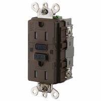 HUBBELL GFCI Receptacle: Duplex, 5-15, Brown, GFCI, 125V AC, 15 A, 2 Pole / 3 Wire (MPN GFSG5262)
