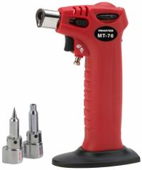 MASTER APPLIANCE Trigger Torch: 120 min Run Time, Conical/Hot Air Tip, Butane Torch (MPN MT-76). Key specifications — Run Time: 120 min; Flame Adjustment: Adjustable Temperature; Series: Triggertorch MT-76; Manufacturer Part Number: MT-76; Product Type: Butane Torch; Brand: MASTER APPLIANCE; Item: Butane Torch.