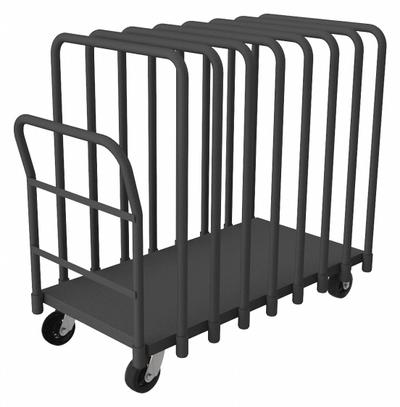 DURHAM MFG Panel Truck: 1,800 lb, Gray, 52 in L x 27 1/2 in W x 45 in H Deck - Vertical Panel Trucks with Adjustable Cross Rails