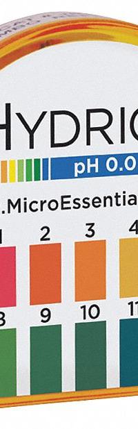 HYDRION pH Paper: 0 pH to 13 pH, 1.0 pH Resolution, 50 ft Overall Lg, 1/2 in Overall Wd, 300 Tests (MPN JR113). Key specifications — pH Resolution: 1.0 pH; Brand: HYDRION.