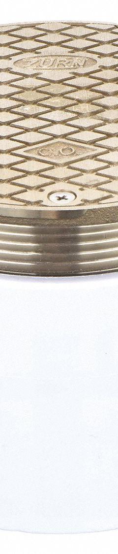 ZURN Adjustable Floor Cleanout: 4 in Overall Dia, 5 1/4 in Overall Ht, Silver (MPN CO2450-PV4). Key specifications — Color: Silver; Brand: ZURN.