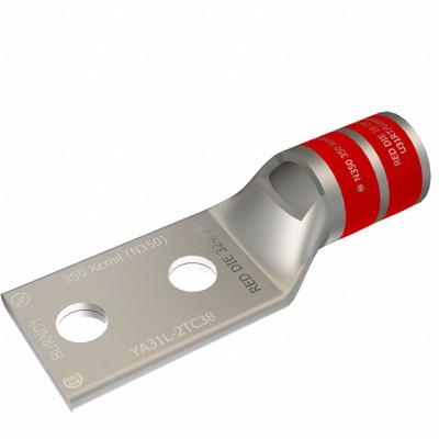 BURNDY Compression Lug: For 350 kcmil, Stranded Wire, 3/8 in Stud Size, Std - Two-Hole Compression Lugs