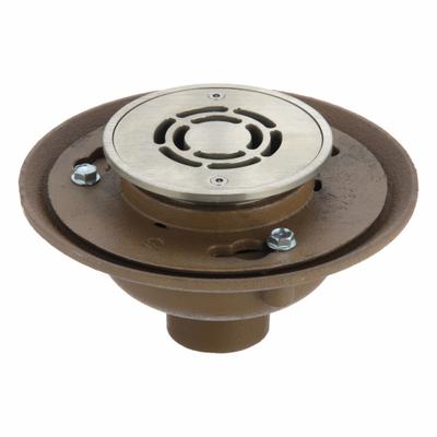 BESTCARE Floor Drain: Round, Stainless Steel, Satin, 9 in Overall Dia, 6 1/4 in Overall Ht - Institutional Floor Drains