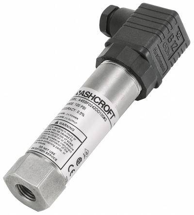 ASHCROFT Pressure Transmitter: 0 psi to 15 psi, 4 to 20mA DC, Hirschmann Form A DIN 43650-A - Intrinsically Safe with DIN 43650 Form A Connector