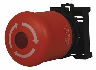 EATON Emergency Stop Push Button: Red, 22 mm Mounting Size, Non-Metallic - Illuminated Mushroom-Head Push-Button Operators