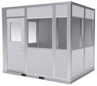 PORTA-KING Modular In-Plant Office: 8 ft x 10 ft x 8 ft, 4 Walls, Vinyl-Covered Drywall, Gray (MPN FAB810W). Key specifications — Brand: PORTA-KING; Sound Transmission Coefficient: STC 25; Includes: (6) Windows; Frame Material: Aluminum.