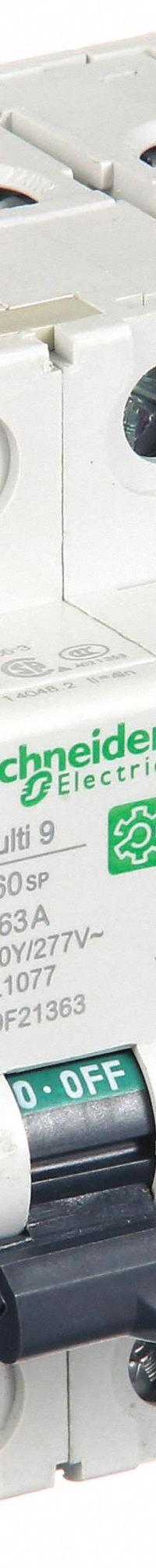 SCHNEIDER IEC Supplementary Protector: 63 A Amps, 10kA at 240V AC, Screw Clamp, C60SP (MPN M9F21363). Key specifications — Terminal Connection: Screw Clamp; Series: C60SP; AC Voltage Rating: 240/415/440V AC; DC Voltage Rating: Not Rated; Max. AIR Rating: 10kA at 240V AC; Brand: SCHNEIDER.