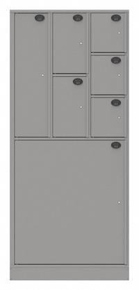 SENTINEL Law Enforcement Evidence Locker: Non-Pass-Through Backing, Slam Latch, 7 Compartments, Gray (MPN 07AB-NPT). Key specifications — Brand: SENTINEL; Product Ships: Assembled; Color: Gray.