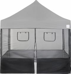 E-Z UP Food Booth Sidewall: Black, Mesh, 120 in Overall Wd, 120 in Overall Ht, SPFM104TCBK. Key specifications — attr1057240: E-Z UP; attr1057241: Black; attr1057249: Mesh; attr1057252: Food Booth Sidewall; attr1057239: SPFM104TCBK; attr1057248: (2) Mesh Sidewalls with Truss Clips.