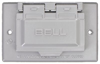 BELL Weatherproof Cover: Aluminum, Outdoor Receptacles, 1 Gangs, 2 13/16 in Overall Ht - Aluminum & Zinc Weatherproof Electrical Box Covers