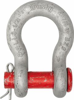 CROSBY Round Pin Anchor Shackle: Anchor Shackle, 70,000 lb Working Load Limit, 2 in Body Thick, Red (MPN 1018295). Key specifications — Body Material: Carbon Steel; Brand: CROSBY.