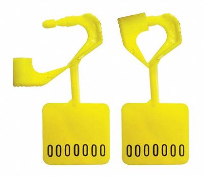 ELC SECURITY PRODUCTS Padlock Seals: Yellow, Plastic, 13 lb Breaking Strength, 6 mm Lock Wd - Plastic Hasp Padlock Seals