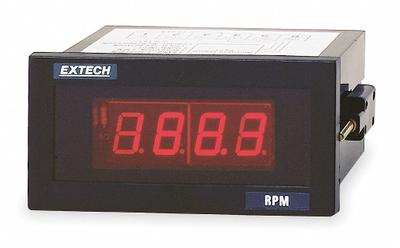 EXTECH Panel Tachometer: 5 RPM Min RPM, 99,990 RPM Max RPM, 0.05% of Reading RPM Accuracy - Panel Mount Tachometers