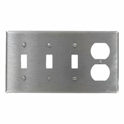 LEVITON Wall Plate: Toggle, 4 Gang, Silver - General Purpose Wall Plates