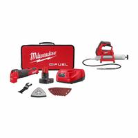 MILWAUKEE Tool Combination Kit: 2 Tools, Grease Gun/Oscillating Tool, 12 V DC Volt, Battery Included (MPN 2526-21XC, 2446-20). Key specifications — attr1176460: Oscillating Tool.