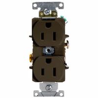 LEVITON Receptacle: Duplex, 5-15, Brown, 125V AC, 15 A, 2 Pole / 3 Wire (MPN 5252)
