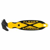 KLEVER Hook Cutter: 7 in Overall Lg, Oval Handle, Rubberized, Carbon Steel, Black/Yellow, Smooth (MPN KCJ-XC-65Y). Key specifications — attr307620: Black/Yellow; attr307617: Oval; attr307618: Rubberized; attr307619: Carbon Steel; attr307627: Includes Tape Splitter; attr307634: Smooth; attr324885: KLEVER.