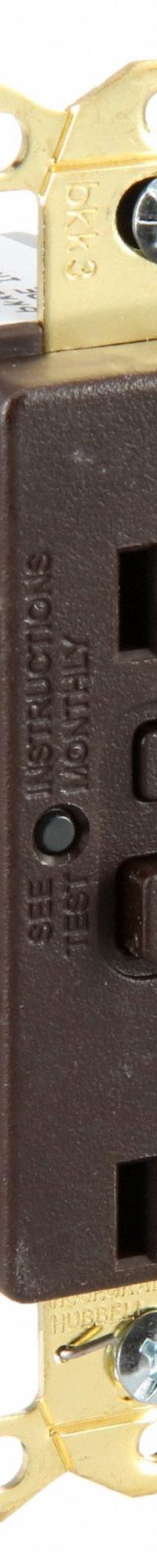 HUBBELL GFCI Receptacle: Hospital Grade, Duplex, 5-20R, Brown, GFCI, 125V AC, 20 A, 2 Pole / 3 Wire (MPN GFR83)