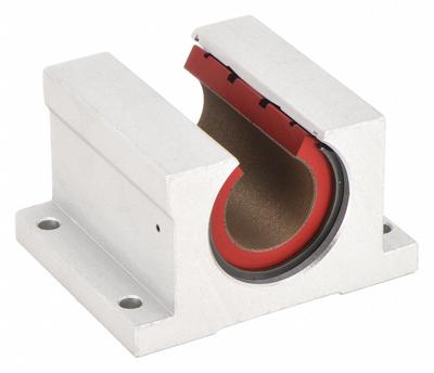 PBC LINEAR Mounted Linear Bearing: Single, Self-Aligning, 5/8 in Inside Dia, Frelon Gold - Open Self-Aligning Pillow Block Linear Plain Bearings