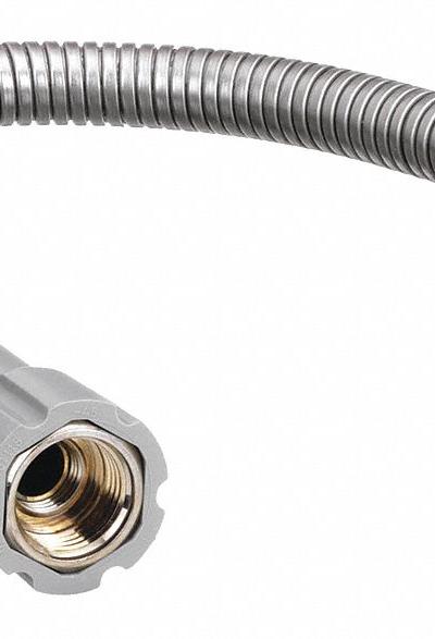 T&S BRASS Pre-Rinse Hose: Stainless Steel, Stainless Steel, 20 in Overall Lg, UN - Faucet Sprayer Hoses