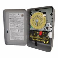 INTERMATIC Electromechanical Timer: 24 hr, 208-277V AC, DPST, Mechanical (MPN T174). Key specifications — Body Material: Metal; Indoor/Outdoor Usage: Indoor; Mounting Style: Surface; Brand: INTERMATIC.