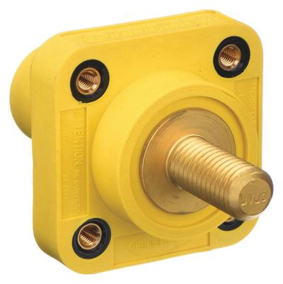 HUBBELL Single Pole Receptacle: Yellow, Straight Taper Nose Mating, Threaded Stud Termination - Receptacles with Threaded Stud Terminations
