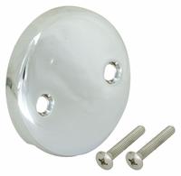 APPROVED VENDOR Overflow Face Plate: Stainless Steel, Chrome-Plated (MPN 35245). Key specifications — Color: Silver; Includes: (2) Brass Screws; Material: Stainless Steel.