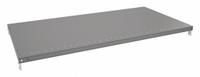 TENNSCO Shelf: 48 in Overall Wd, 24 in Overall Dp, Solid Shelf, 20 ga, Gray, 550 lb Shelf Capacity (MPN Q-4824). Key specifications — attr37155: Gray; attr37156: Epoxy Coated; attr55828: (4) Shelf Clips; attr37160: Steel; attr33654: TENNSCO.