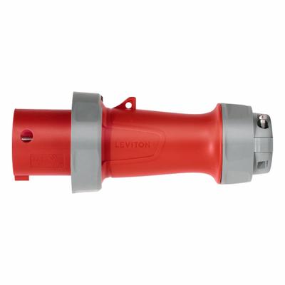 LEVITON Pin and Sleeve Plug: Red, 277/480V AC, Three Phase, 60 A, 4 Pole, 5 Wire - Washdown-Rated Plugs