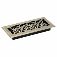 Floor Register: Floor, 11 1/2 in H, 5 1/2 in W, Decorative, Antiqued, Brass, Steel Grille, One-Way (MPN SPH410-A). Key specifications — Adjustable Blades: No; Brand: DECOR GRATES; Airflow Directions: One-Way; Grille Color: Brass.
